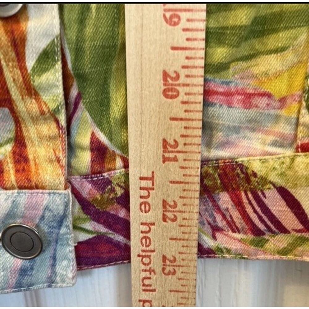 Chicos Floral Tropical Hawaiian Print Linen Blend Button Up Jacket Size 1 - Picture 10 of 11